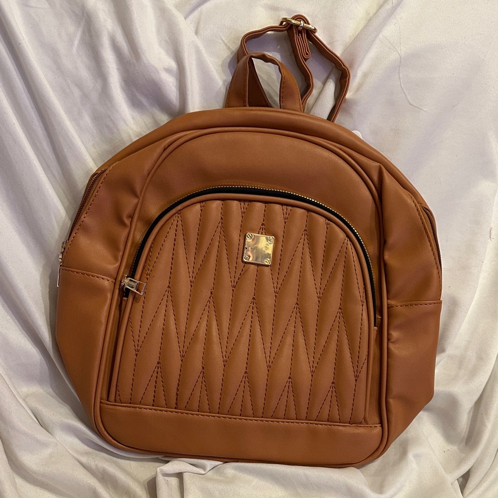 Brown Quilted Women's Backpack